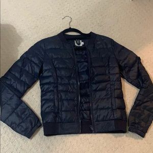 Navy Blue Packable Trendy Jacket